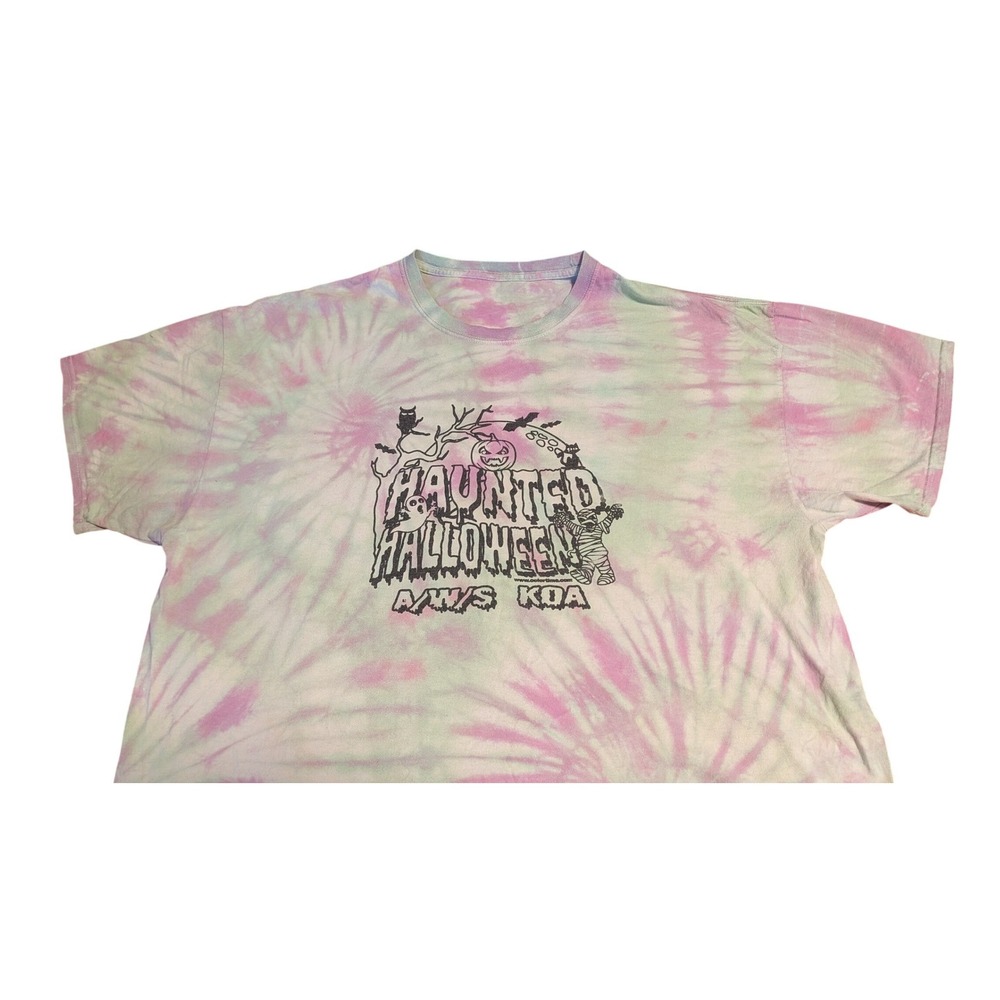 Vintage KOA Haunted Halloween T Shirt Tie Dye Ghost Pumpkin Graphic Tee XL Y2K